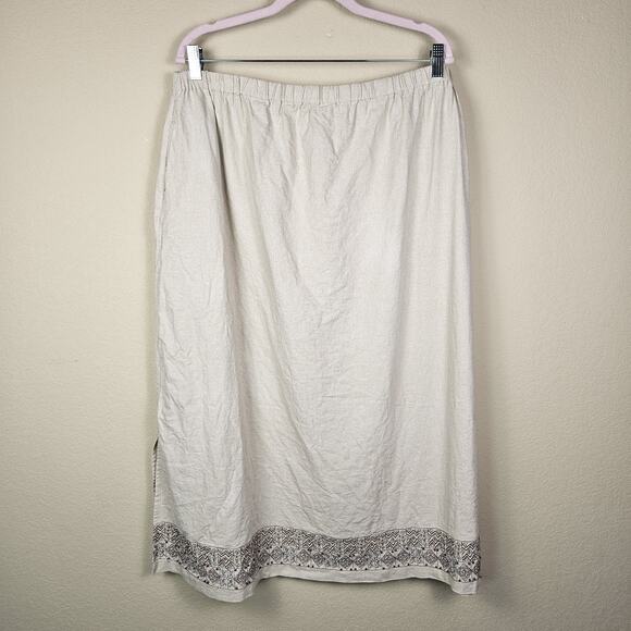 VTG Napa Valley Linen Blend Maxi Skirt Beaded Embroidered Womens 24W Lagenlook - Picture 16 of 16